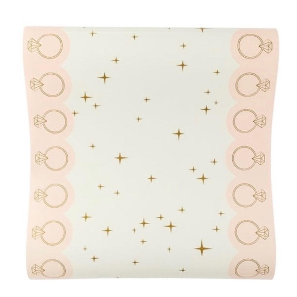 NEW Bling Party Paper Table Runner Gold & Pink Diamond Rings